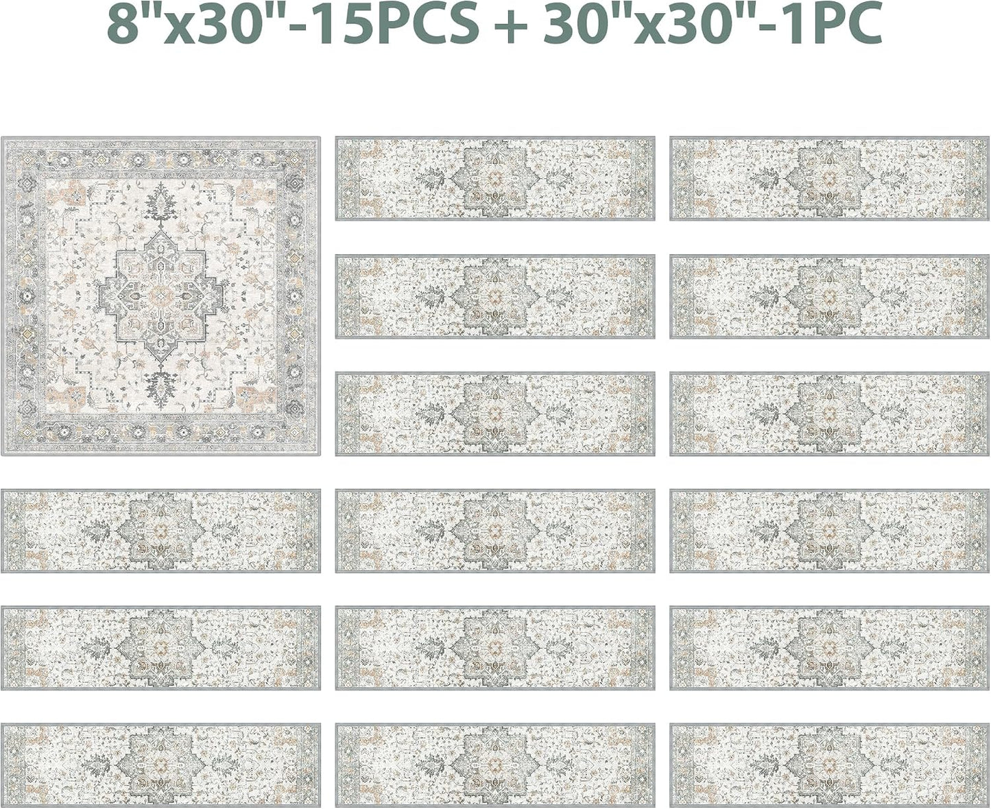 sarben Non Slip Stair Treads for Wooden Steps 15PCS - 8"x30" Indoor Safety Carpet, Edging Mats with TPE Adhesive Backing, Pet and Elderly Friendly Stair Rugs (Taupe) - Colors A