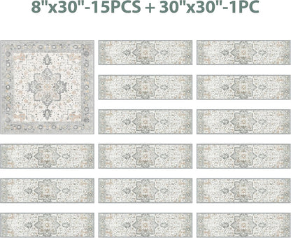 sarben Non Slip Stair Treads for Wooden Steps 15PCS - 8"x30" Indoor Safety Carpet, Edging Mats with TPE Adhesive Backing, Pet and Elderly Friendly Stair Rugs (Taupe) - Colors A