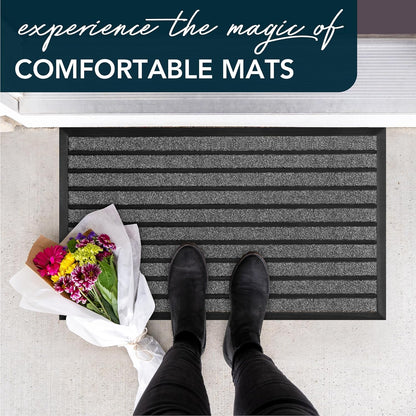 ubdyo Extra Durable Door Mat - Dirt Trapping Outdoor Welcome Mats - Non-Slip Outdoor Indoor Entrance - Low Profile Front Doormat (30" x 17", Bright Brown)