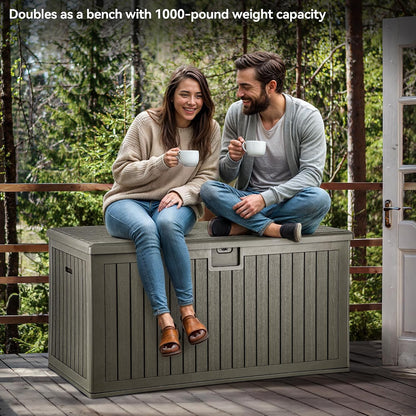 YITAHOME 100 Gallon Large Outdoor Deck Box | Waterproof Resin Storage Box, Lockable Indoor Outdoor Storage Container for Patio Furniture Cushions, Pool Accessories