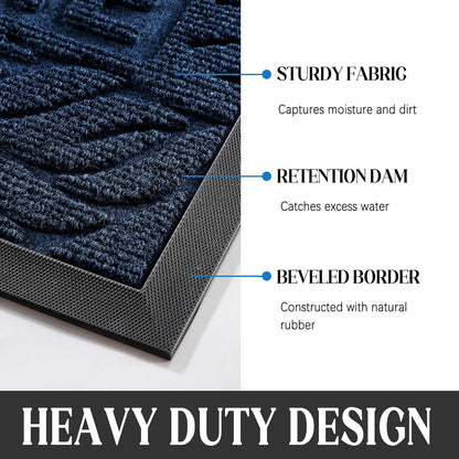 Yimobra Welcome Mat Outdoor 29.5x17, Waterproof Non-Slip Outdoor Mats for Front Door Outside Entrance, Low-Profile Entryway Mat Indoor for Garage Patio, Black
