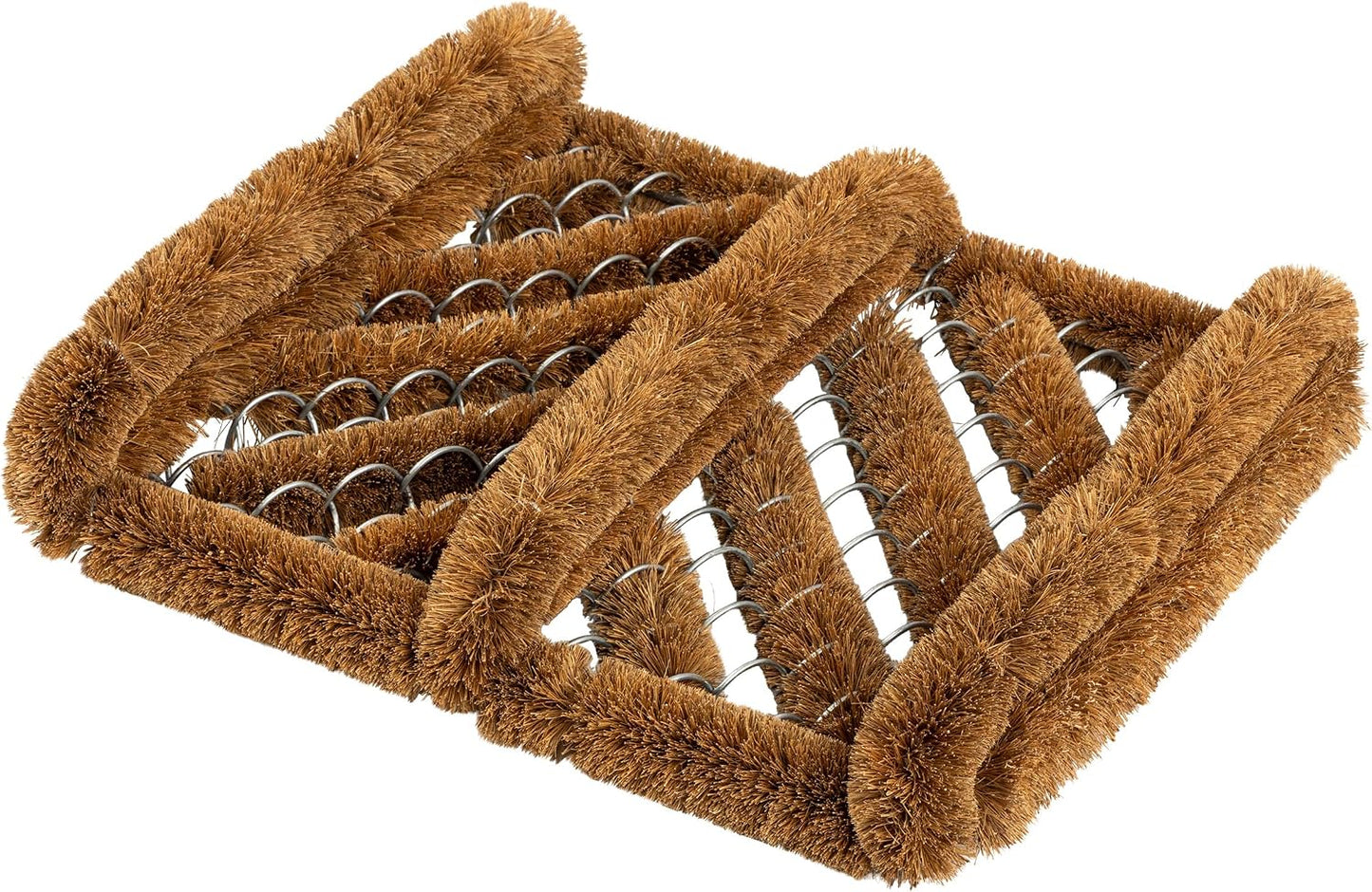 Kings County Tools Natural Coir Doormat - 13” x 12.5” Boot Brush Scraper Outdoor or Indoor Shoe Cleaner Brush Door Mat - 2.5” Thick Outdoor Boot Scraper with Stainless-Steel Wire Frame