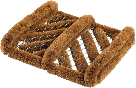 Kings County Tools Natural Coir Doormat - 13” x 12.5” Boot Brush Scraper Outdoor or Indoor Shoe Cleaner Brush Door Mat - 2.5” Thick Outdoor Boot Scraper with Stainless-Steel Wire Frame