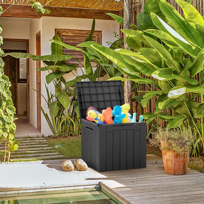 Greesum 31 Gallon Resin Deck Box All Weather Outdoor Storage Boxes for Patio Furniture Set,Outdoor Toys,Garden Tools,Black