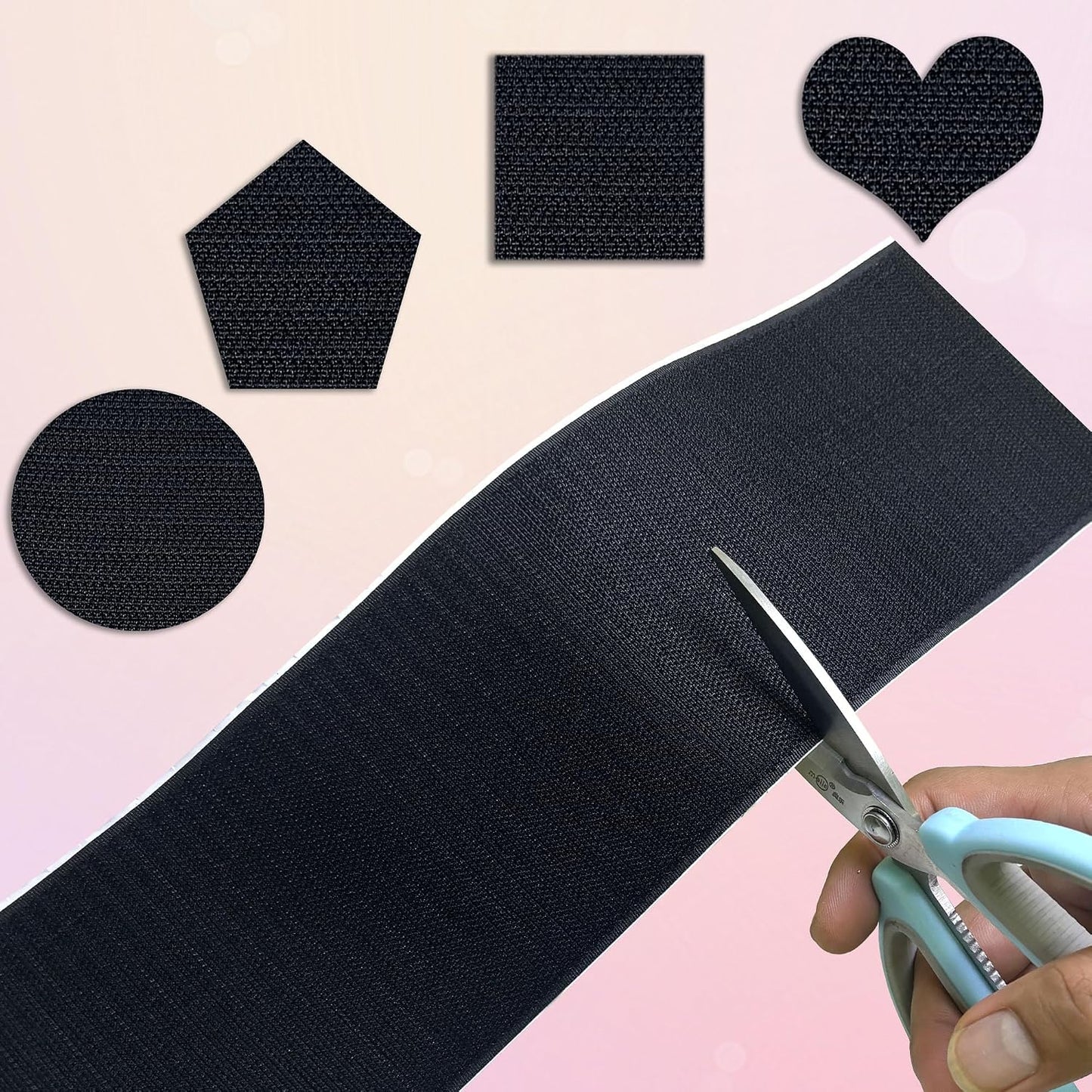 2 Inch x33 Feet Adhesive Hook and Loop Tape,Nylon Heavy Duty Tape Fasteners,Black Double Sided Self Adhesive Interlocking Tape Can Be Used to Fix Screen Window Sofa Cushions Carpet Wall Hanging