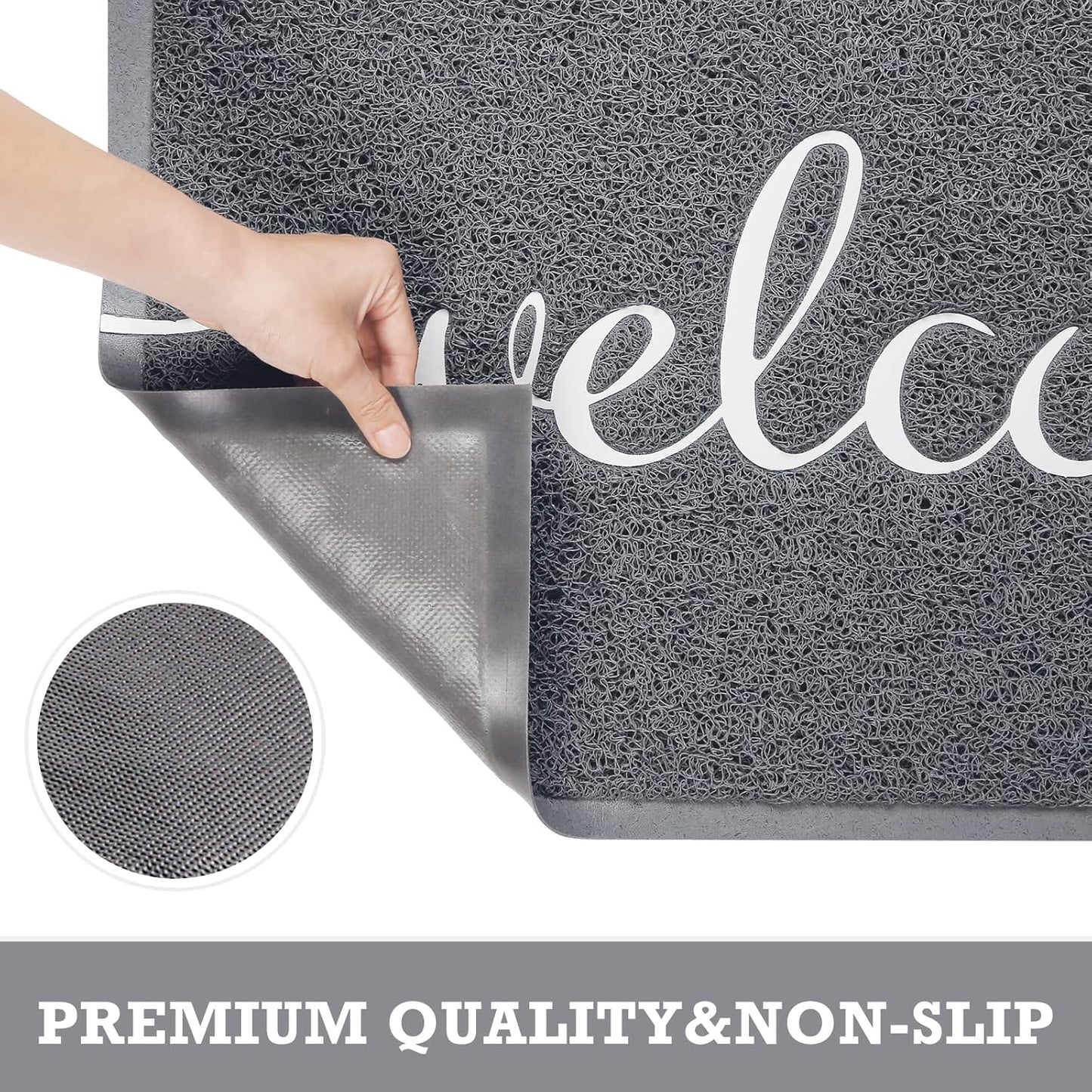 CozyBounty Black Door Mat Welcome Mats Outdoor Indoor Non-Slip Doormat for Entryway Low-Profile Floor Mat for Yard, Garage, High Traffic Areas (30"x17.5", Black)