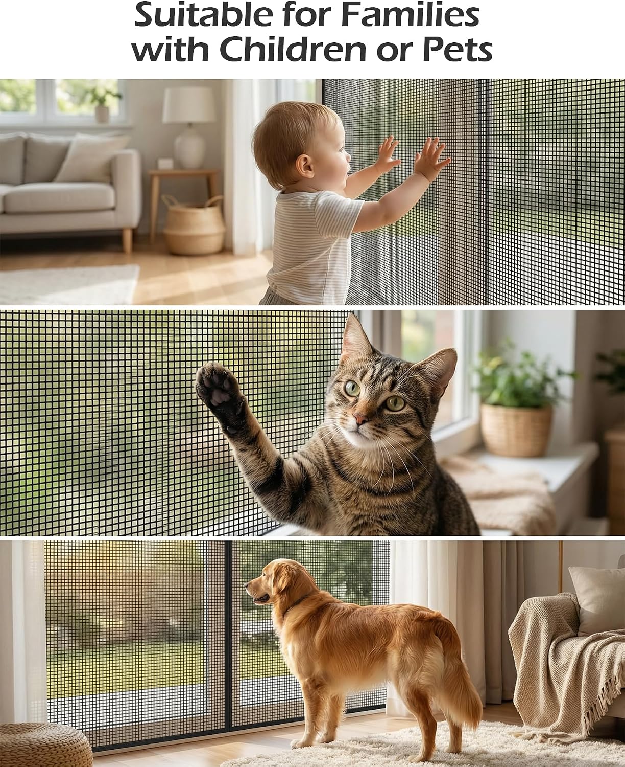 Replacement Window Screen Door Repair Kit - 48"x118" Durable Mesh Screen with Tools - DIY Window/Sliding Door/Porch Screens Replacement for Home, RV & Patio