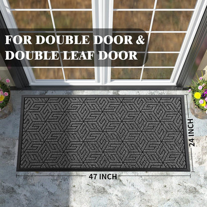 Yimobra Doormat Outdoor Entrance 29.5x17, All-Weather Waterproof Outdoor Mats for Front Door, Non Slip Welcome Door Mat for Patio Proch Outside Entryway Indoor, Black