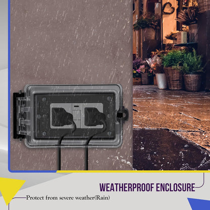 ENERLITES Outdoor Outlet Cover Extra-Duty in-Use Weatherproof Outdoor Decorator/GFCI Receptacle Outlets, Weatherproof Enclosure, 1-Gang 6.25” H x 3.5” W x 3.25” D, Clear Cover, IUC1V-D