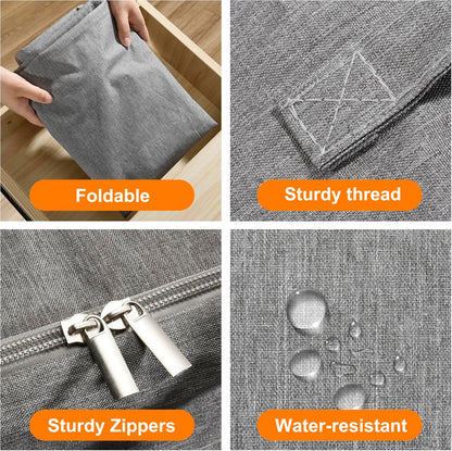 3 Pack 105L Comforter Storage Bags, Extra Large Bedding Storage Bags with Card and Clear Window, Reinforced Handles & Zippers, Foldable Closet Organizers for Blanket Pillow Clothes