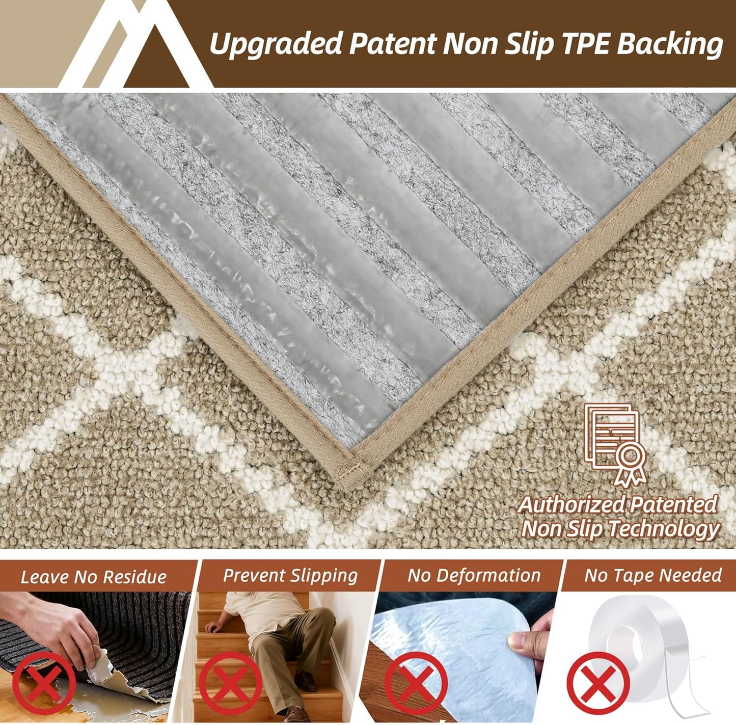 COSY HOMEER Carpet Stair Treads for Wooden Steps Non-Slip Indoor,4pcs, Navy | Peel and Stick,Reusable Adhesive,Residue Free,Washable,Pet Friendly,Soft Stair Runner for Kids,Elders,Multi-Surface Use