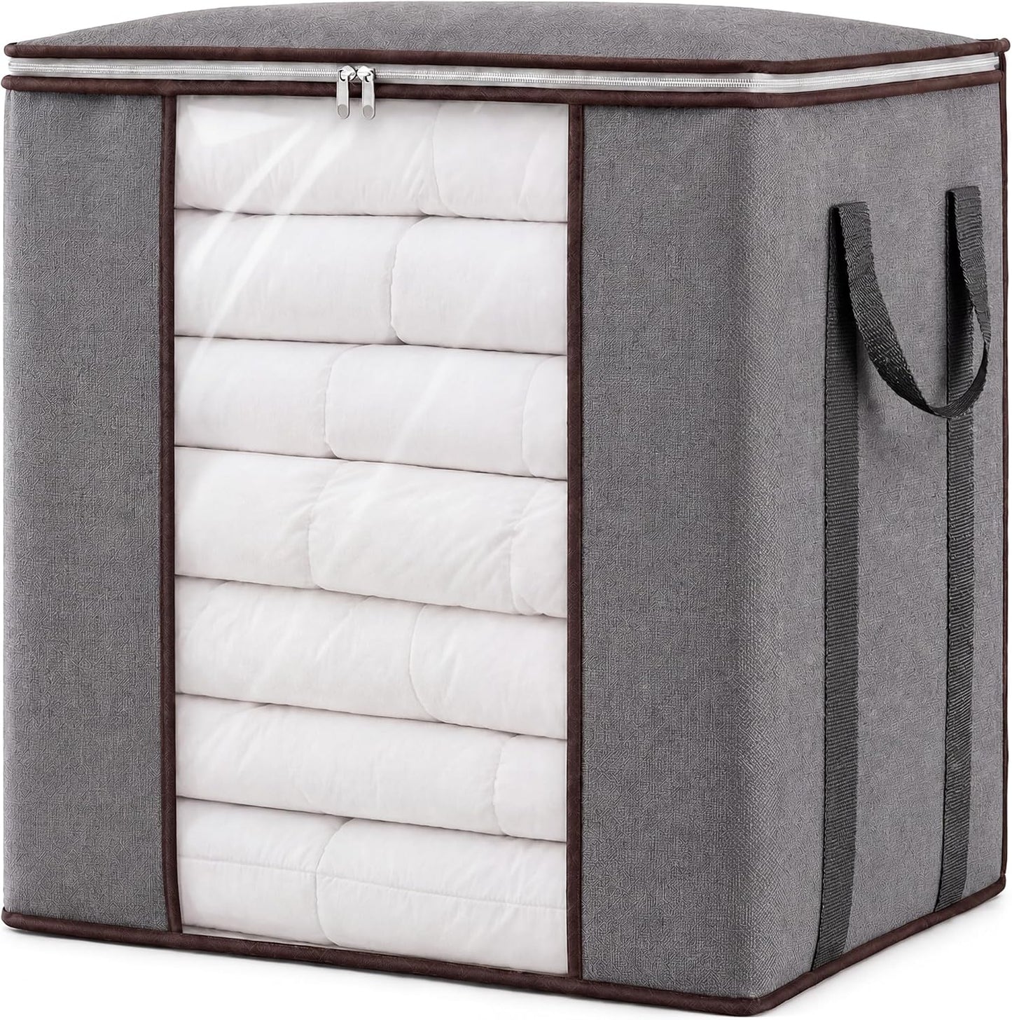 Fixwal Extra Large Blanket Storage Bags 120L Comforter Storage Bags with Reinforced Handles Breathable Clothes Storage Containers for King Comforter Bedding Pillow Sheet Grey