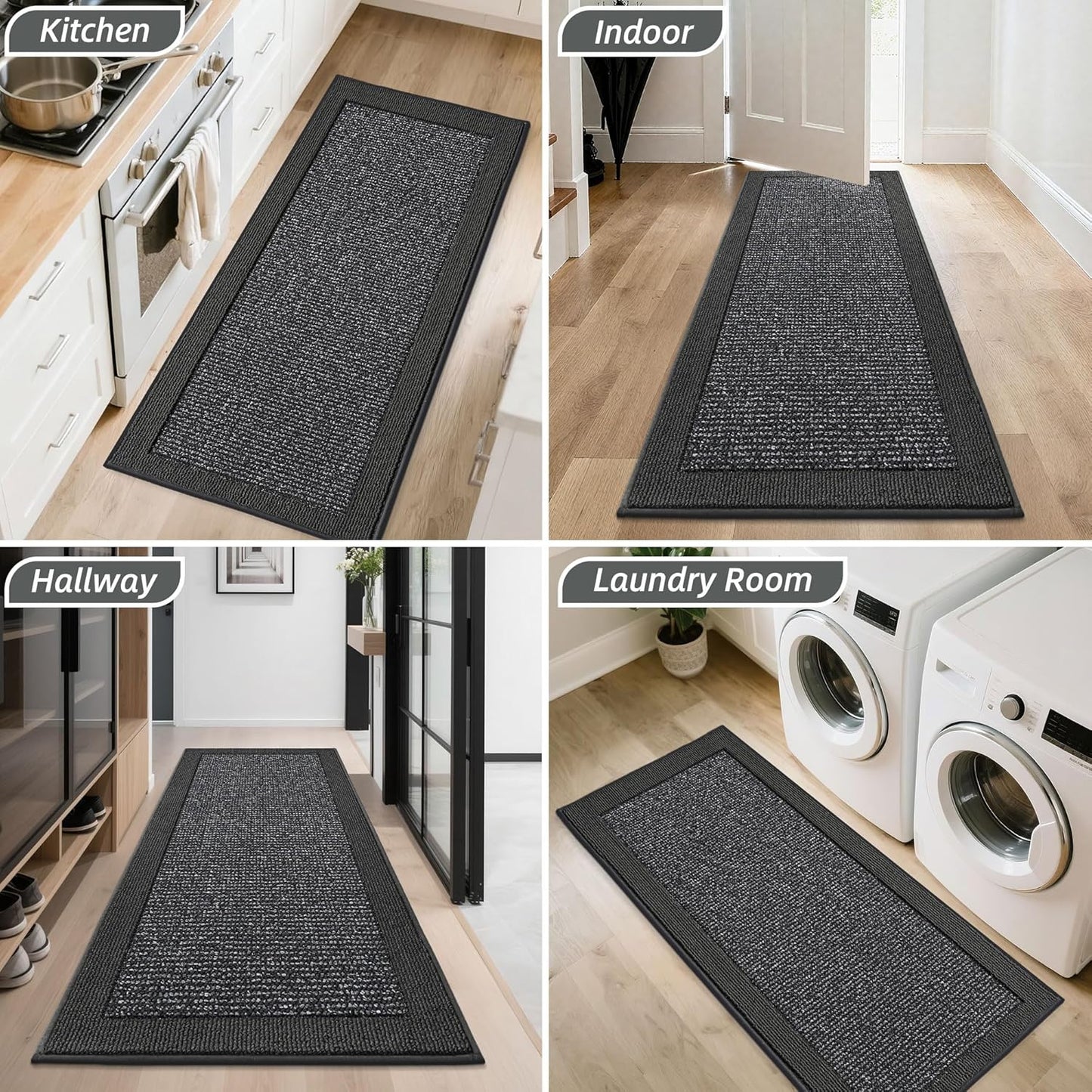 BEQHAUSE Indoor Door Mat 20" x 32", Dirt Trapper Door Mats Non-Slip Entryway Rugs Washable, Resist Dirt Absorbent Welcome Mat, Low Profile Floor Mats for Front Back Door and Entryway, Taupe
