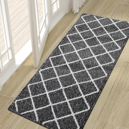 Finchitty Indoor Door Mat, Dirt Resistant and Absorbent, Low-Profile, Non-Slip, Washable Inside Floor Mats for Front Door, Back, and Entrance, 32" x 20", Grey