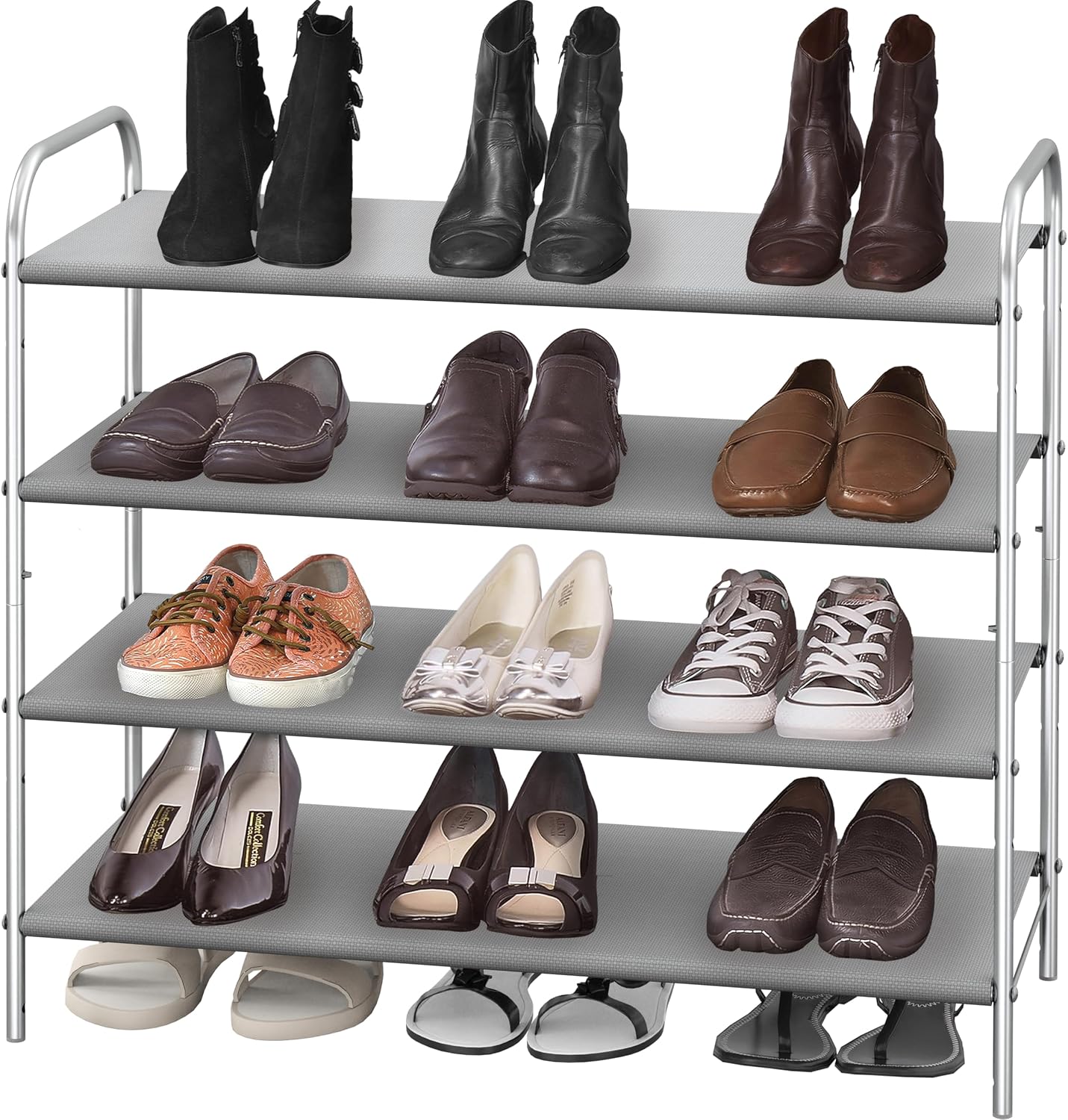 Simple Houseware 3-Tier Shoe Rack Storage Organizer, Grey – Space-Saving Shoe Shelf, Holds 9–16 Pairs, Sturdy Metal Frame, Easy Assembly – Closet, Entryway, Bedroom Shoe Storage Solution