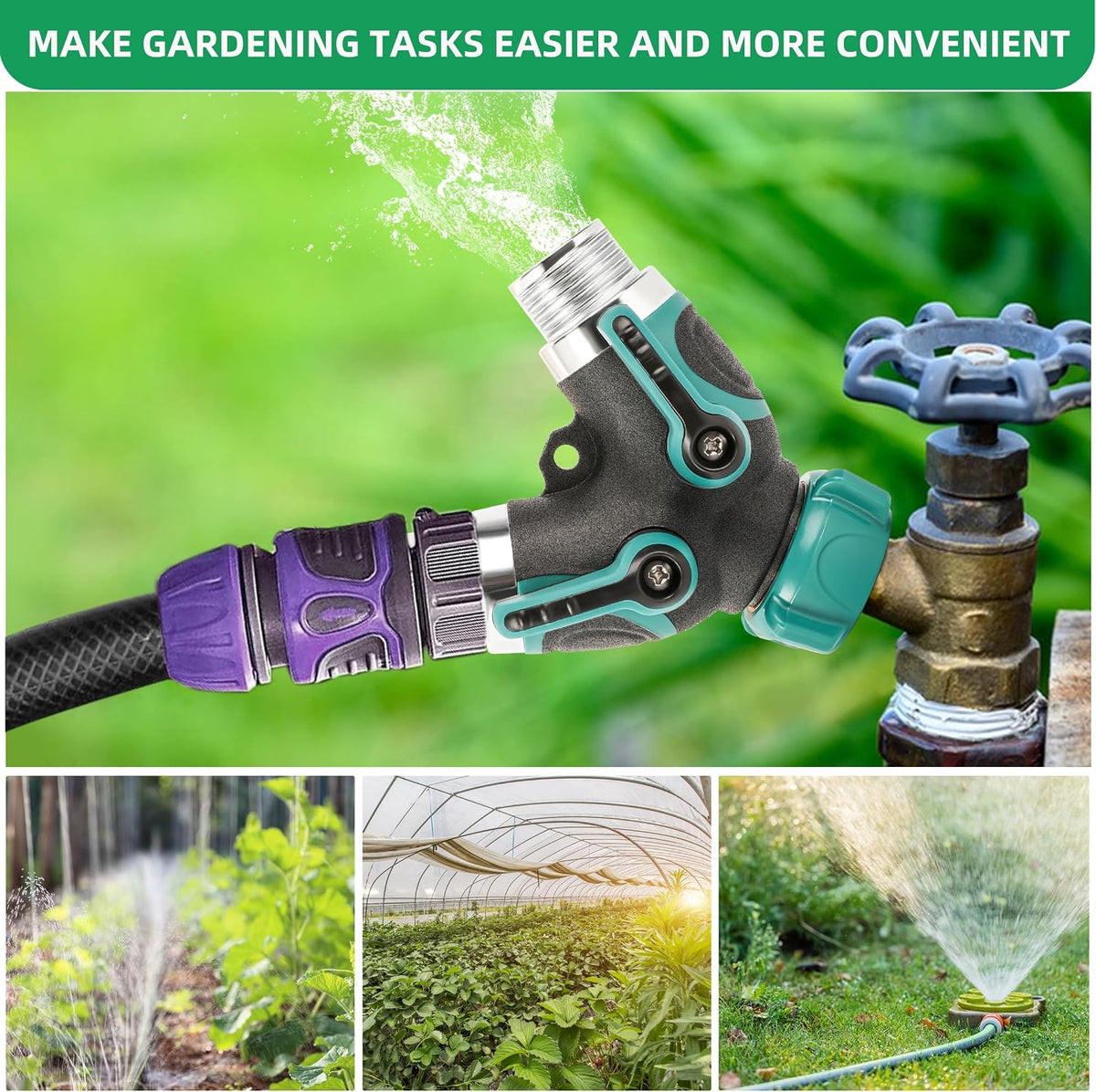 LUCDNC Garden Hose Splitter 2 Way 3/4 Inch Faucet Y Connector With Shut Off Valve,Garden Supplies Water Hose Splitter Adapter For Indoor Outdoor Faucets