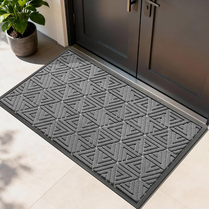 Yimobra Front Door Mat Outside Entrance 29.5x17, Waterproof Heavy Duty Outdoor Mats for Front Door, Non Slip Rubber Entry Mat for Garage Patio Indoor, Grey