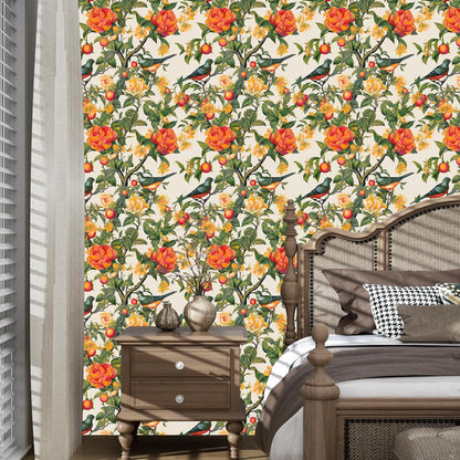 Danodoi Yellow Floral Wallpaper Peel and Stick Vinyl Wallpaper Stick and Peel Colorful Contact Paper for Cabinets Waterproof Self Adhesive Wall Paper for Kitchen Countertop Wall 17.5" x 118"