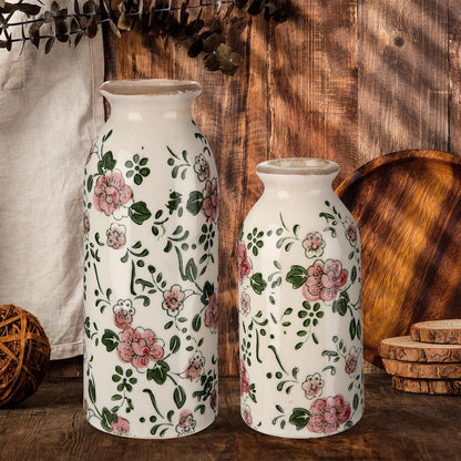 2 Pcs Ceramic Small Vase Rustic Farmhouse Vase Boho Vases Home Decoration for Your Kitchen Bedroom Office Bathroom & Shelf Centerpiece Table Decorative(Simplicity)