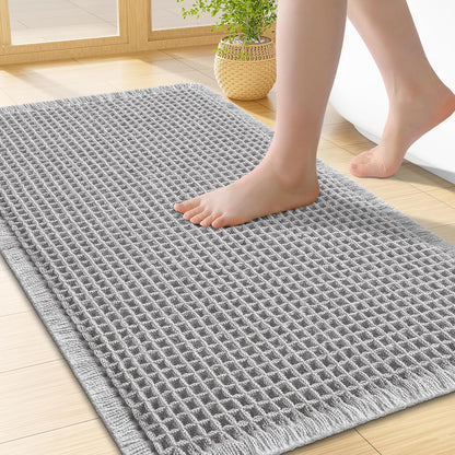 Smiry Waffle Bath Mat 30x20, Extra Soft Absorbent Bathroom Rugs, Non Slip Machine Washable Quick Dry Bath Rugs for Bathroom Floor, Tub, Shower, Home Decor Accessories, Brown