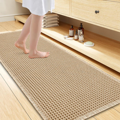 Smiry Waffle Bath Mat 30x20, Extra Soft Absorbent Bathroom Rugs, Non Slip Machine Washable Quick Dry Bath Rugs for Bathroom Floor, Tub, Shower, Home Decor Accessories, Brown