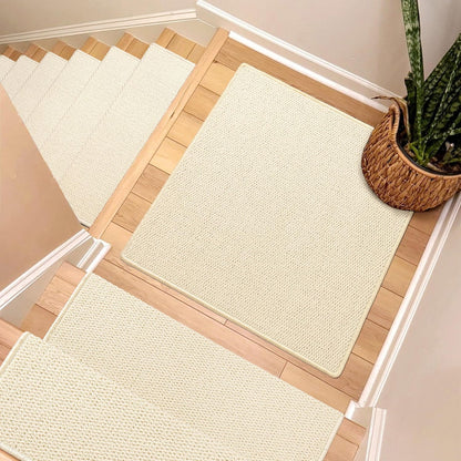 Brakki Bullnose Carpet Stair Treads, Non Slip Stair Treads for Wooden Steps Indoor, Stair Runner, Soft Stair Rugs, Edging Stair Protectors, Washable, 29.5"x9.5"x1.5" 14pcs, Beige