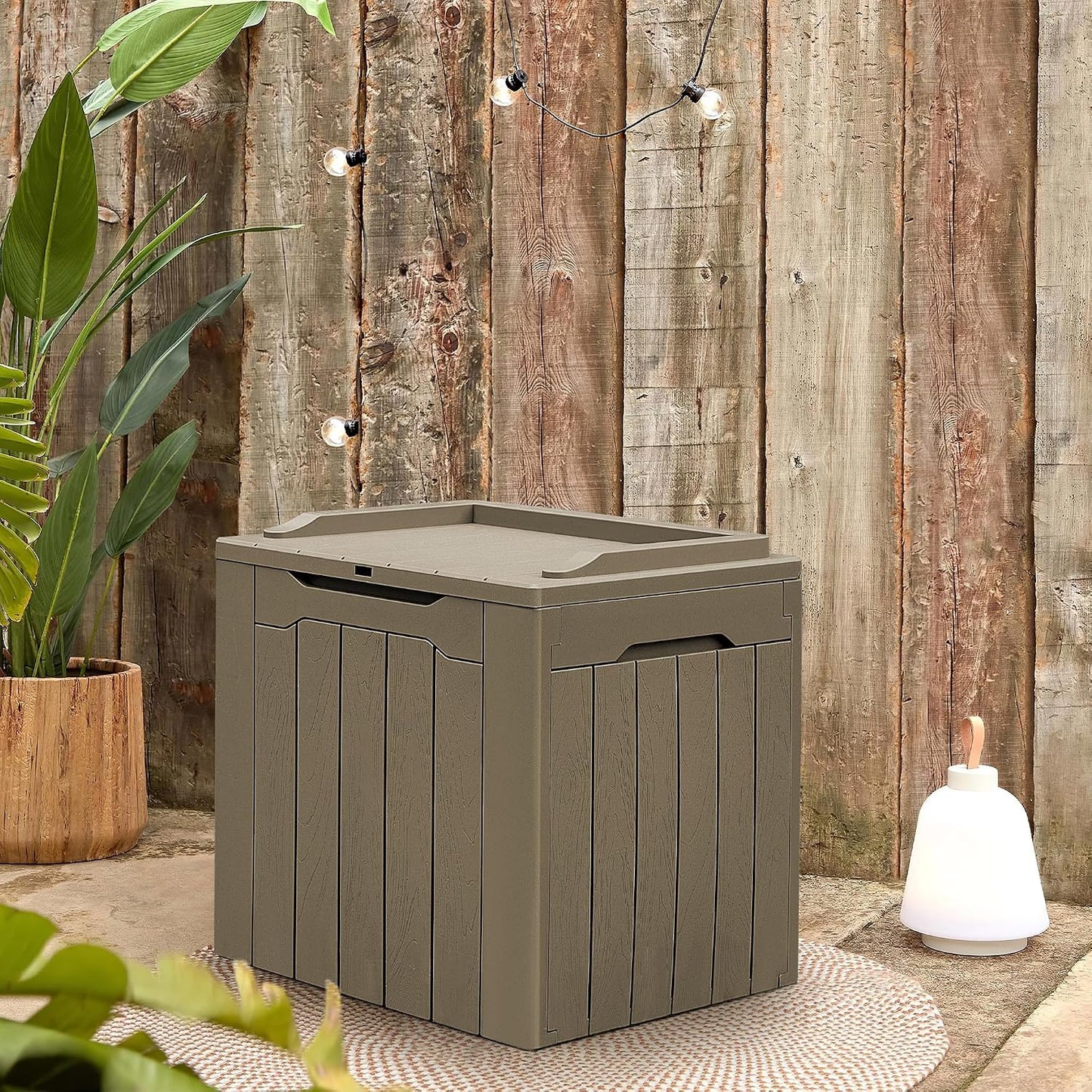 Greesum 31 Gallon Resin Deck Box All Weather Outdoor Storage Boxes for Patio Furniture Set,Outdoor Toys,Garden Tools,Black