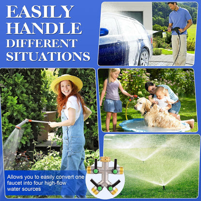 EJW Hose Splitter, 2 Way Hose Splitter, Garden Hose Splitters,Faucet Splitters, Outdoor Faucet Splitter, 2 Way Hose Connector,Brass Splitter, 3/4” GHT Threads.