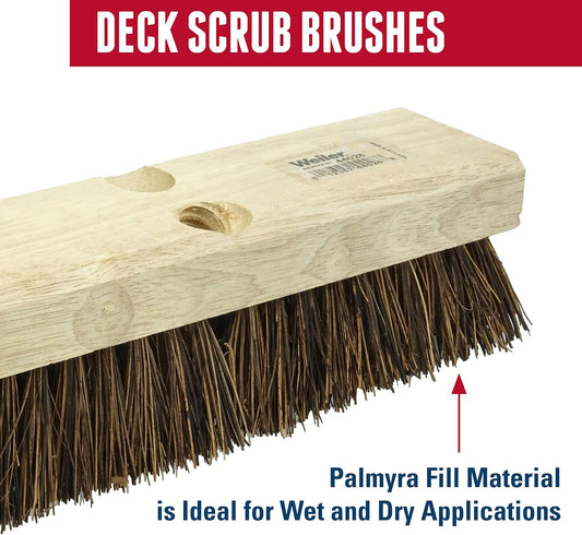 Weiler 44026 Heavy Duty Deck Scrub Brush with Natural Palmyra Bristles for Wooden Decks, Conrete Patios, and Other Rough Surfaces