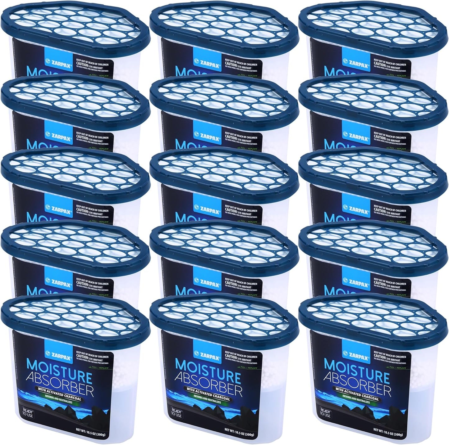 ZARPAX Moisture Absorber Activated Charcoal 10.5 oz/300g | Removes Moisture, Damp, Humidity & Odors | Odor Absorber | Moisture Trap for Bathroom, Closet, Kitchen & Small Spaces | Set of 4