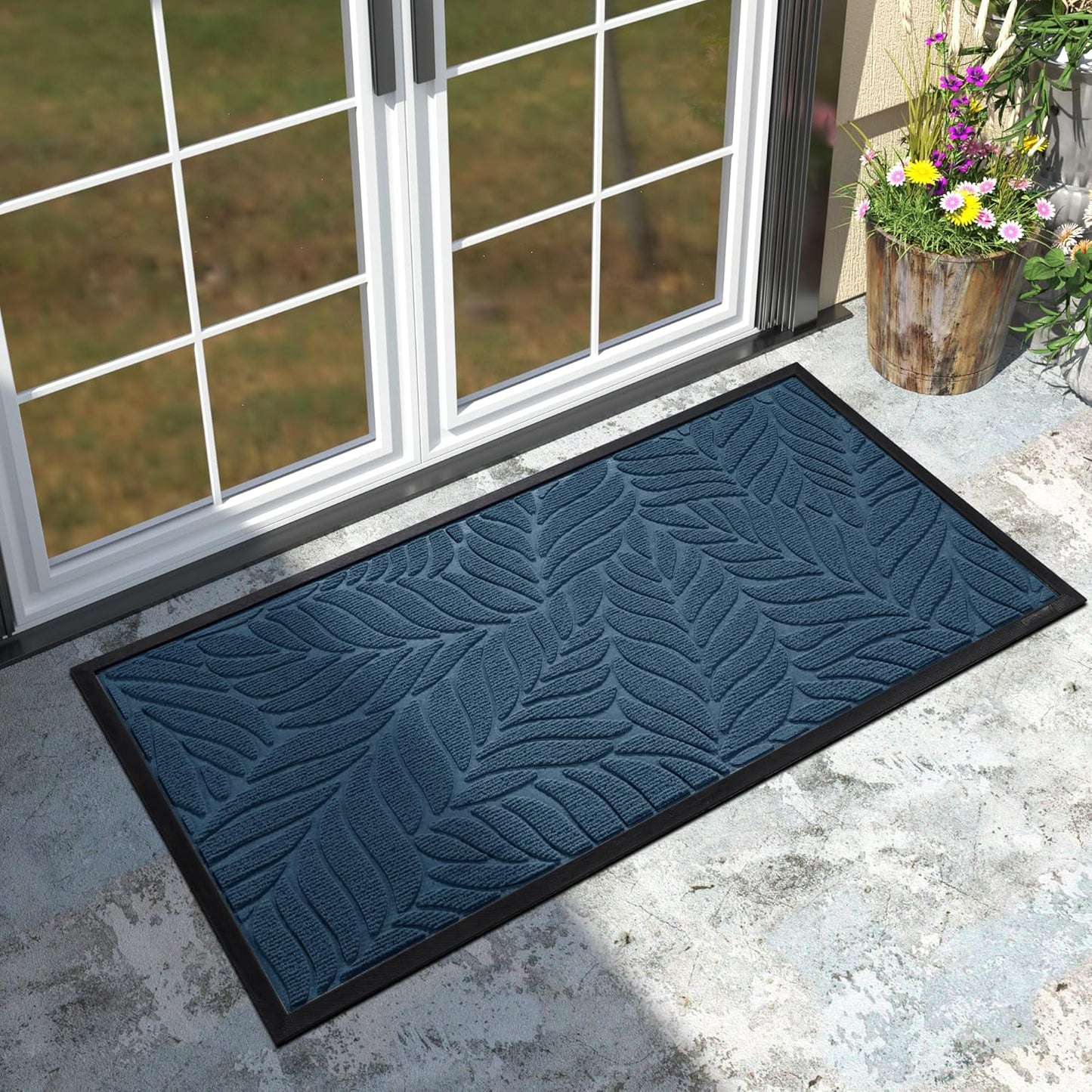Yimobra Front Door Mat Outdoor Indoor, 29.5x17 All-Season Waterproof Door Mat Outside Entrance, All-Weather Non-Slip Outside Doormat for Garage Patio Entryway, Brown