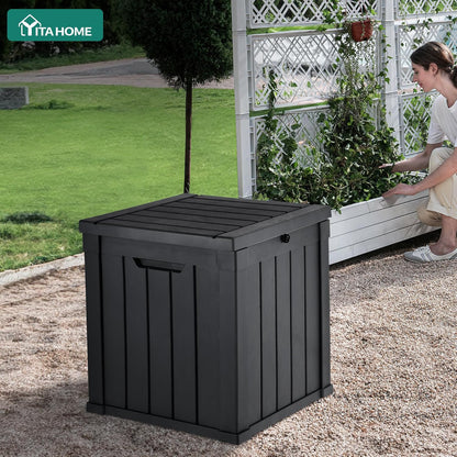 YITAHOME 31 Gallon Outdoor Storage Deck Box | Waterproof Resin Package Delivery and Storage Box with Lockable Lid for Patio Furniture Cushions, Pool Accessories, Garden