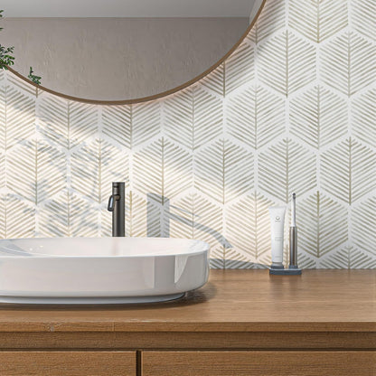 MelunMer 118In L 17.3In W Modern Peel and Stick Wallpaper Boho Contact Paper for Cabinets/Drawers Self Adhesive Removable Wallpaper for Bedroom/Bathroom Waterproof Geometric Contact Paper Beige/White