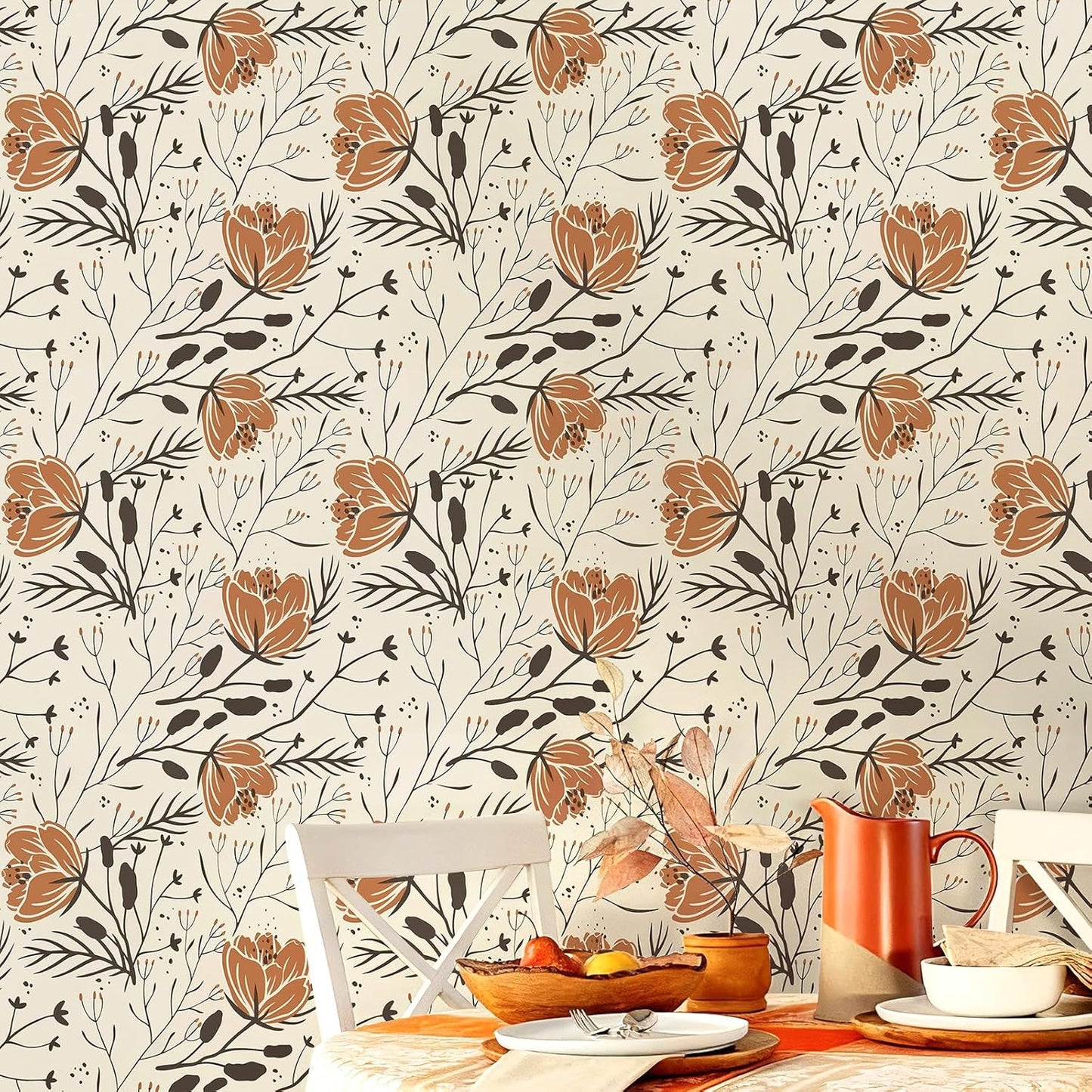 17"x118" Peel and Stick Wallpaper for Renter Friendly, Removable Wallpaper Peel and Stick, Self-Adhesive Textured Contact Paper for Walls, Cabinets, Countertops(Morning Song of Flowers)