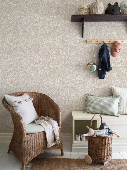 Heroad Peel and Stick Wallpaper Boho Beige Contact Paper Floral Wall Paper Removable Self Adhesive Wallpaper for Cabinet Bedroom Living Room Entryway Walls Bathroom Waterproof Vinyl Roll 17.3''x78.7''