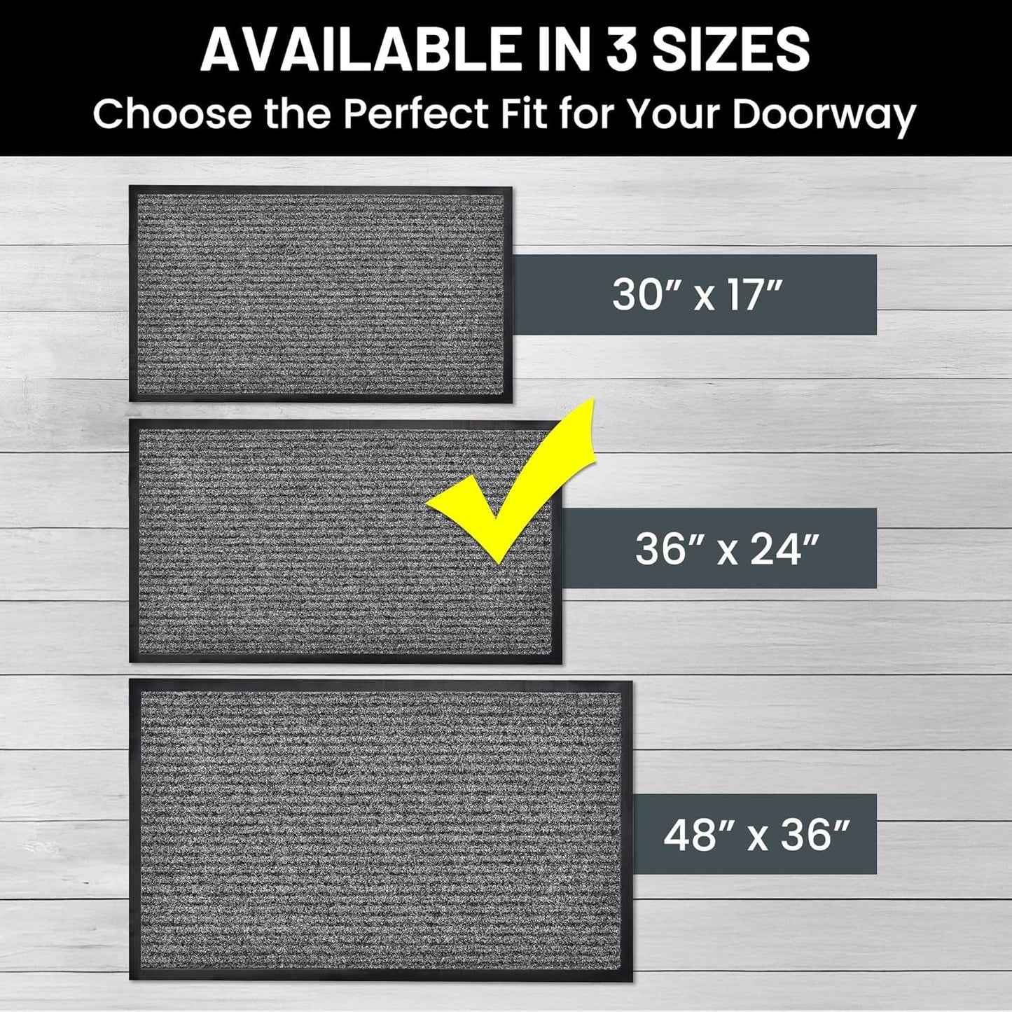 Sierra Concepts Front Door Mat Welcome Floor Mats - Entryway Indoor Outdoor Entrance Doormat, Patio, Porch, Muddy Shoe, Inside Outside Low Profile, 30x17 inches, 2-Pack Gray