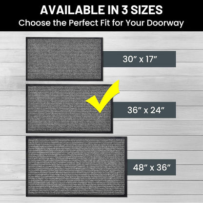 Sierra Concepts Front Door Mat Welcome Floor Mats - Entryway Indoor Outdoor Entrance Doormat, Patio, Porch, Muddy Shoe, Inside Outside Low Profile, 30x17 inches, 2-Pack Gray