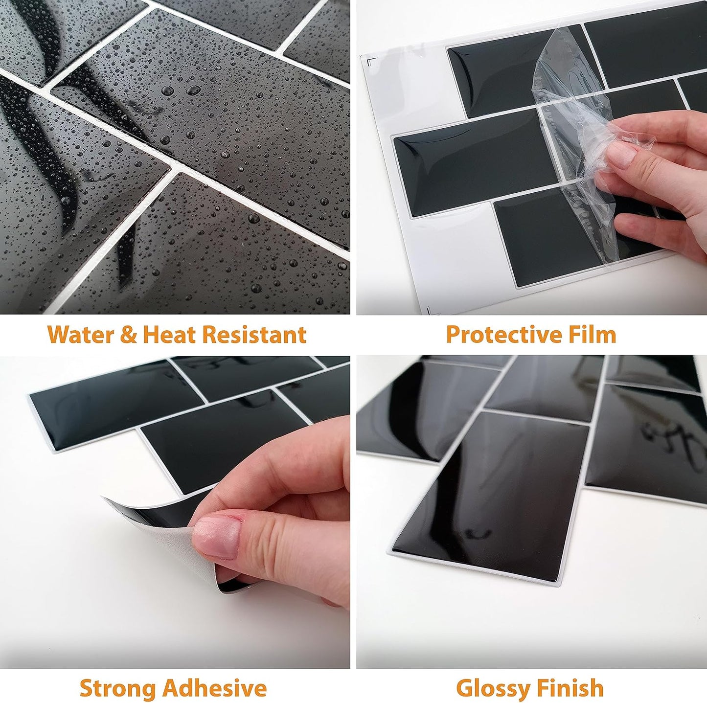 WALPLUS 20 Sheets Peel and Stick Kitchen Backsplash Tile Stickers Self Adhesive Stick on Subway Tile 12" x 6" Bathroom Splashback Water Heat Resistant 3D Wall Tiles Pure White Gray