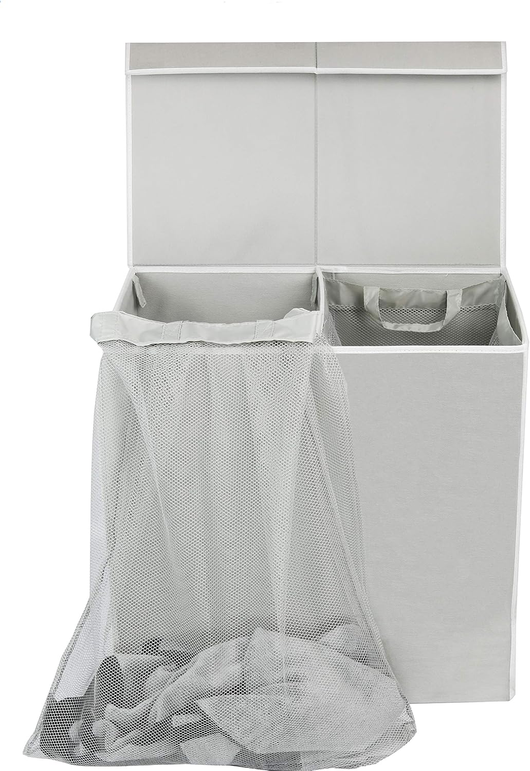 Simple Houseware Double Laundry Hamper with Lid and Removable Bags, Black
