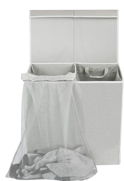 Simple Houseware Double Laundry Hamper with Lid and Removable Bags, Black