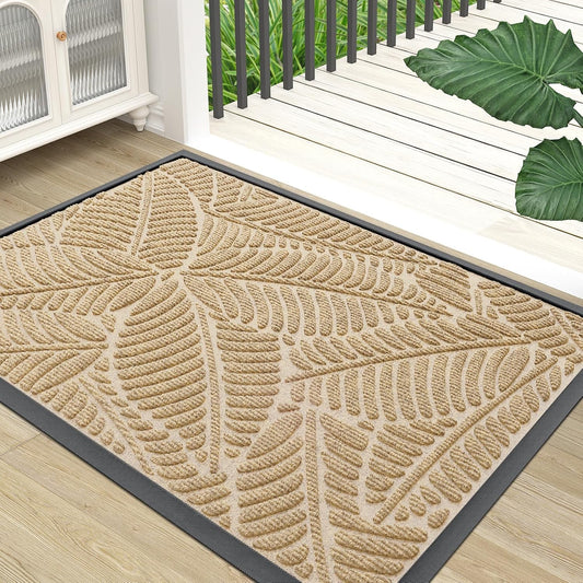 Colorxy Waterproof Doormat, Sturdy Natural Rubber Front Indoor Mat, Non Slip Low Profile Indoor Outdoor Door Mats, Stain and Fade Resistant Floor Mat, Easy Clean Patio Entrance Mat, 29.5x17, Black