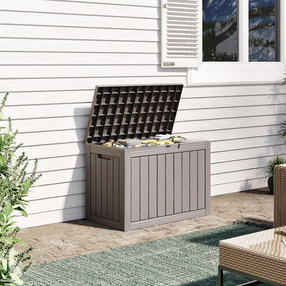 KAMABOKO 31 Gallon Outdoor Storage Box, Resin Deck Boxes Indoor and outdoor, Waterproof Storage Box Lockable Lid for Garden Tools, Package Delivery, Pool Supplies, Patio Cushions, Black