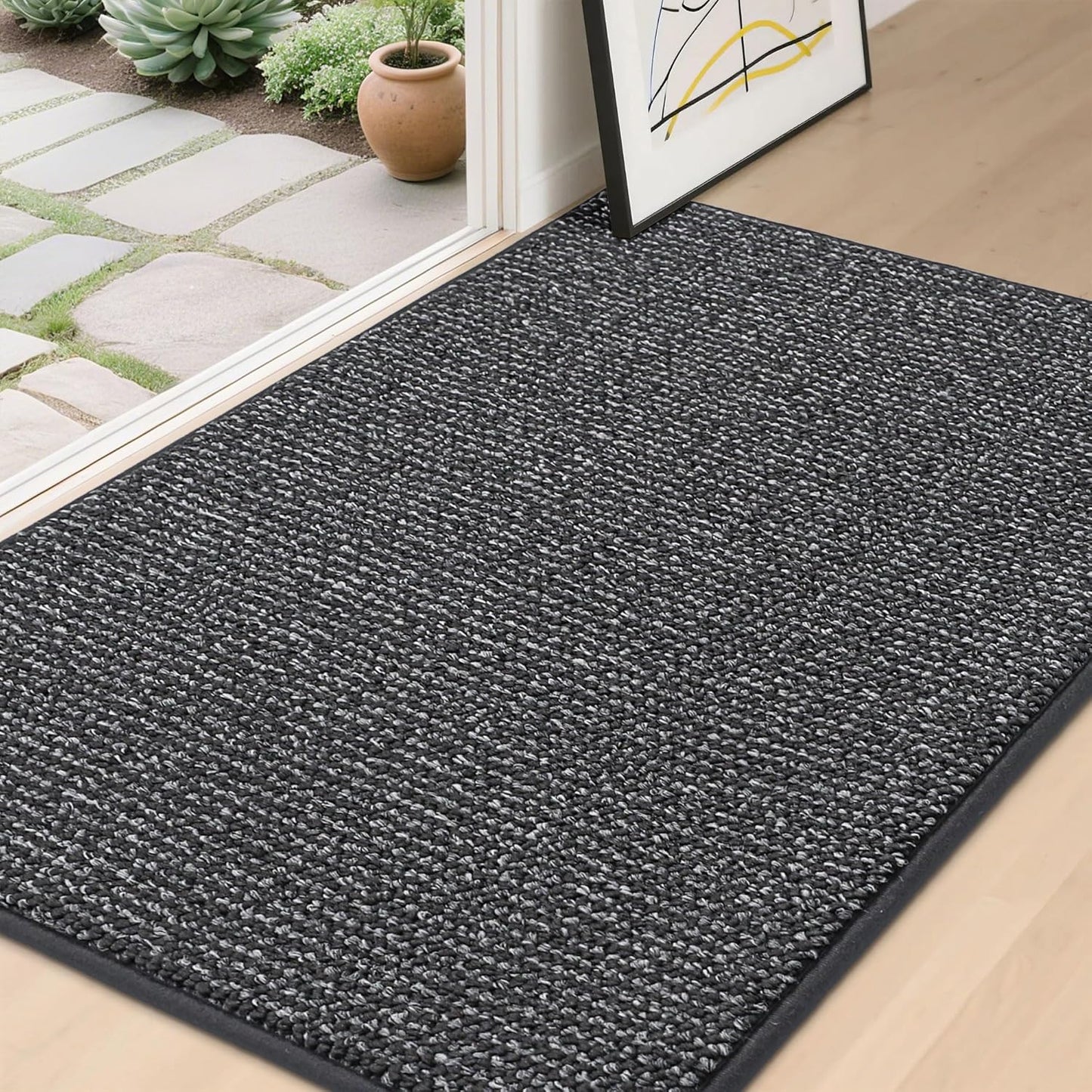 BEQHAUSE Dirt Trapper Door Mat 20" x 32", Non-Slip Washable Doormats Entrance Mat, Dirt Resistant and Absorbent Welcome Mat, Low Profile Floor Mats for Front Back Door and Entryway, Beige