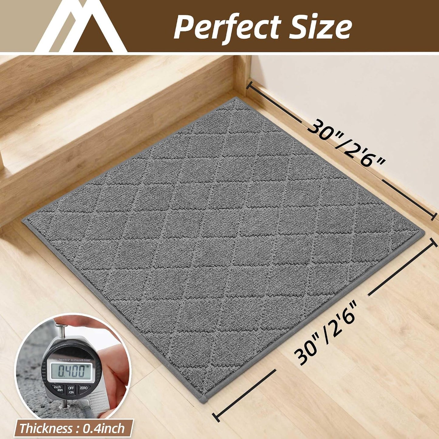 COSY HOMEER Edging Stair Treads Non-Slip Carpet Mat 28inX9in Indoor Stair Runners for Wooden Steps, Edging Stair Rugs for Kids and Dogs, 100% Polyester TPE Backing(4pc, Beige)