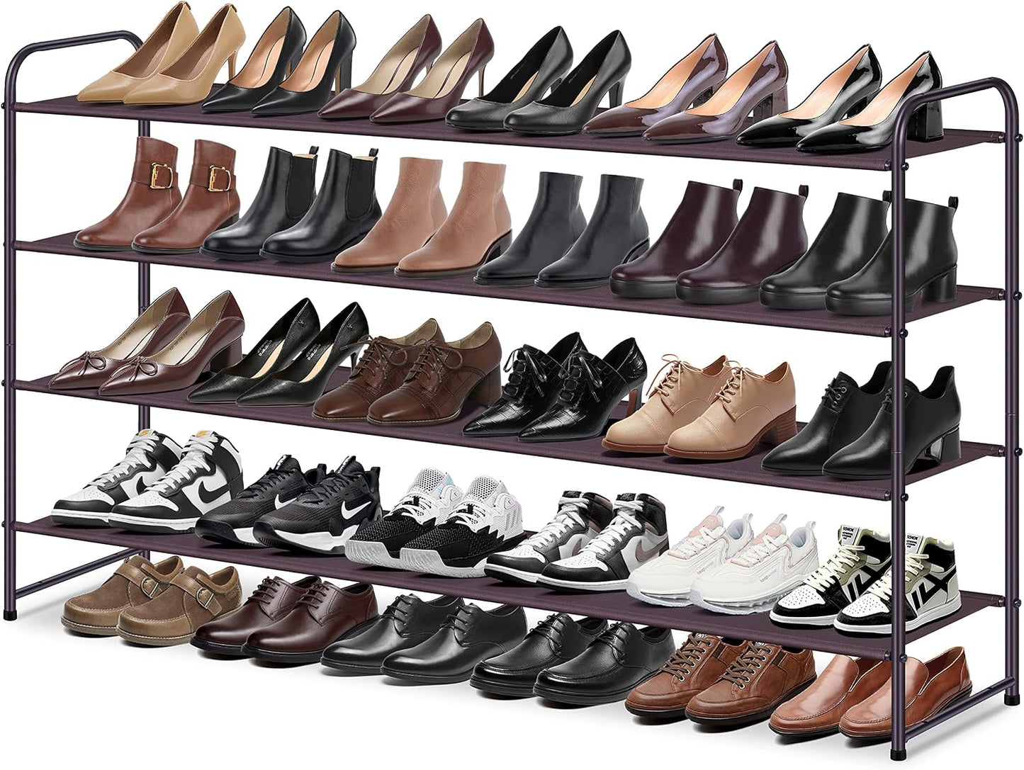 MISSLO 3-Tier Long Shoe Rack for Closet Shoe Organizer for Closet Floor Entryway Storage Stackable Wide Shoe Shelf Stores 24 Pairs of Men Sneakers, Black