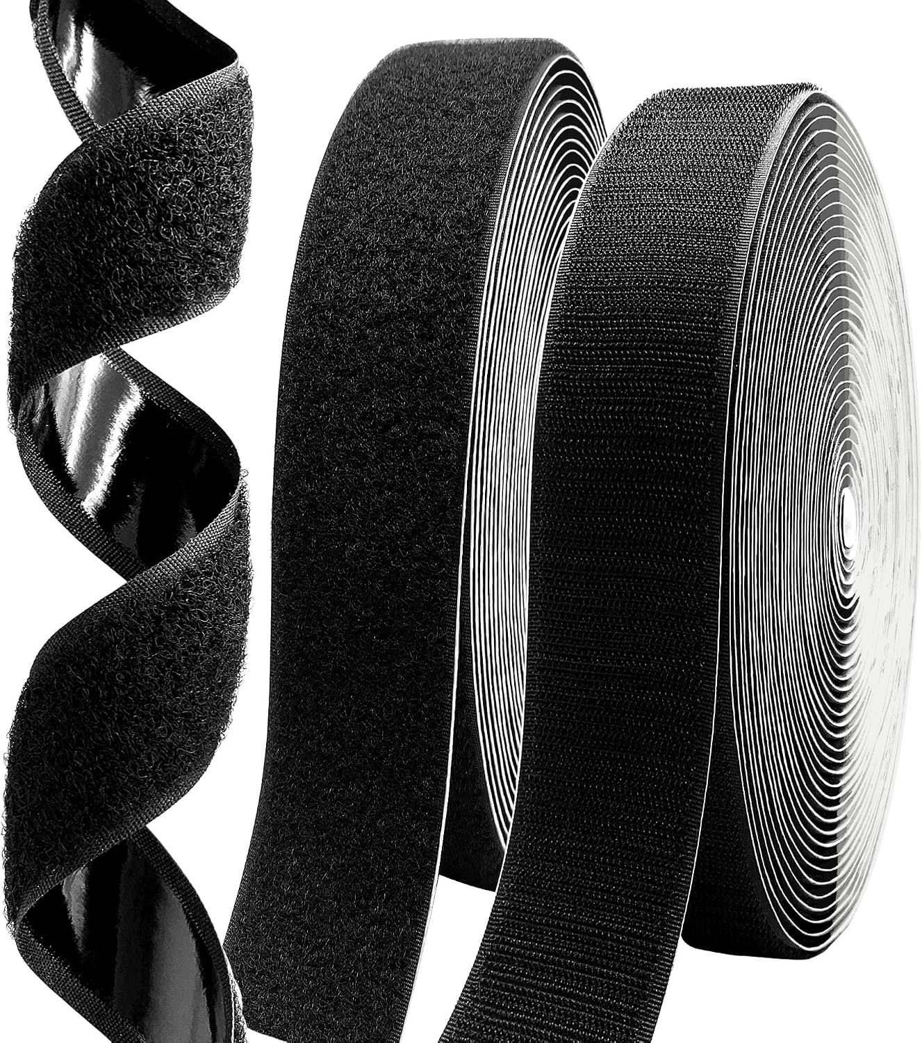 2 Inch x33 Feet Adhesive Hook and Loop Tape,Nylon Heavy Duty Tape Fasteners,Black Double Sided Self Adhesive Interlocking Tape Can Be Used to Fix Screen Window Sofa Cushions Carpet Wall Hanging