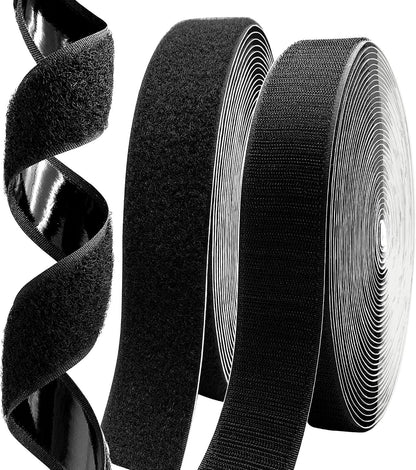 2 Inch x33 Feet Adhesive Hook and Loop Tape,Nylon Heavy Duty Tape Fasteners,Black Double Sided Self Adhesive Interlocking Tape Can Be Used to Fix Screen Window Sofa Cushions Carpet Wall Hanging