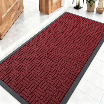OLANLY Front Door Mat Outside Entrance 29.5x17, Absorbent, Heavy Duty Sturdy Natural Rubber Doormat Indoor Outdoor, Stain and Fade Resistant, Non-Slip Backing Low Profile Floor Mat for Entryway, Grey