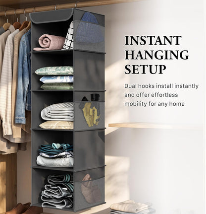 Simple Houseware 6 Shelf Hanging Closet Organizer, Gray