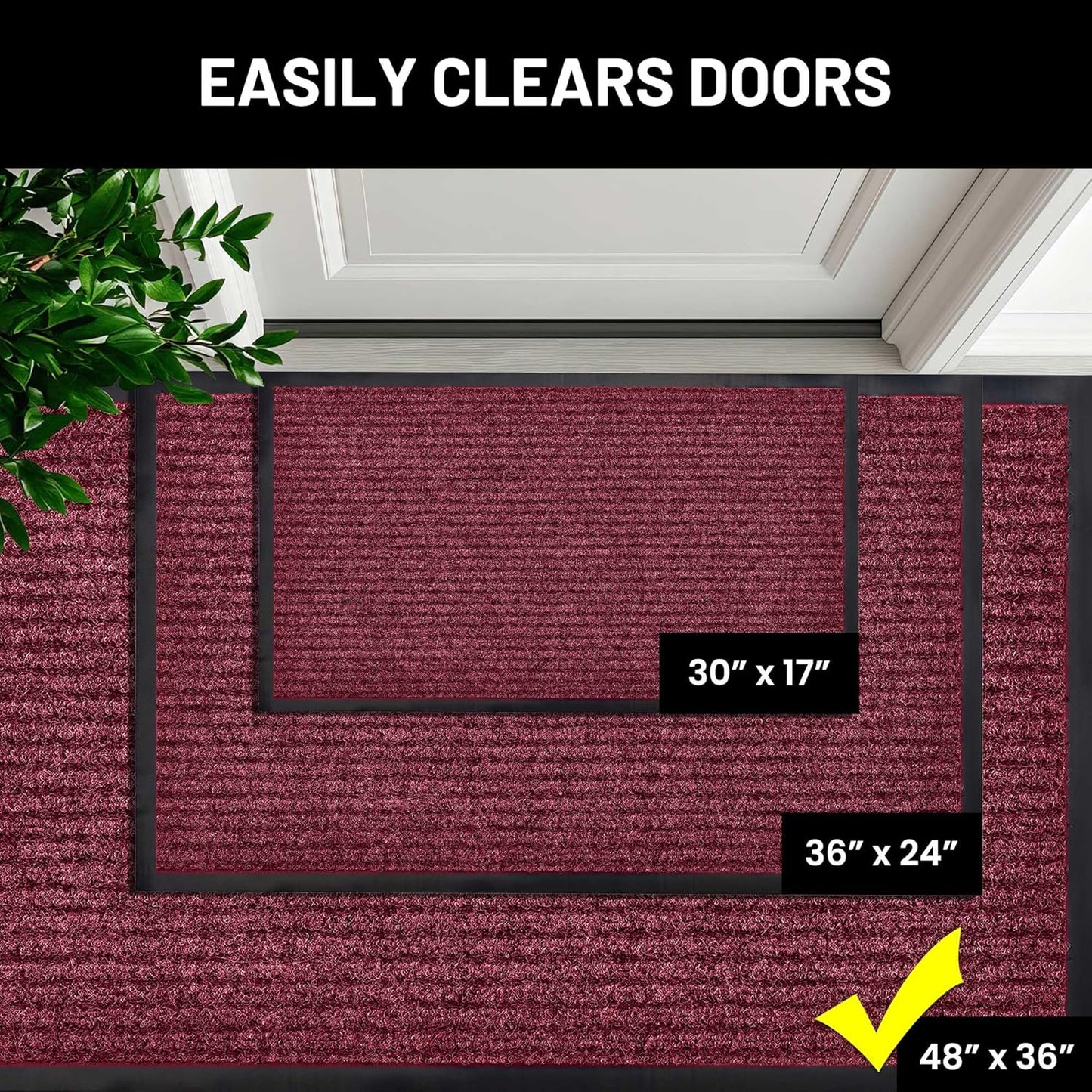 Sierra Concepts Front Door Mat Welcome Floor Mats - Entryway Indoor Outdoor Entrance Doormat, Patio, Porch, Muddy Shoe, Inside Outside Low Profile, 30x17 inches, 2-Pack Gray